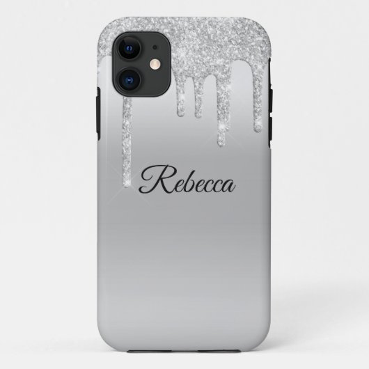 Drilling Glitzer Silver Personalisiert Case-Mate iPhone Hülle (Rückseite)
