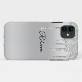 Drilling Glitzer Silver Personalisiert Case-Mate iPhone Hülle (Rückseite (Horizontal))