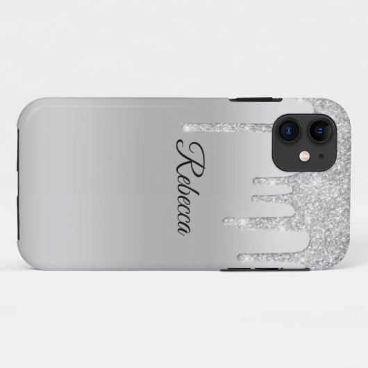 Drilling Glitzer Silver Personalisiert Case-Mate iPhone Hülle (Rückseite (Horizontal))