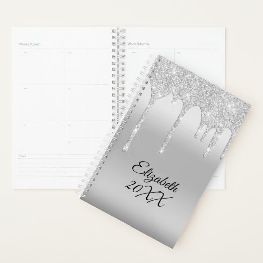 Drilling Glitzer Silver Personalisiert Planer (Anzeige)