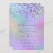 Drilling Gold Glitzer & Rainbow Brautparty Einladung (Vorne/Hinten)