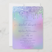 Drilling Gold Glitzer & Rainbow Brautparty Einladung (Vorderseite)