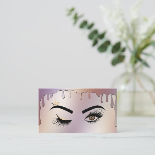 Drilling Gold Holographic Makeup artist Wink Eye Visitenkarte (Stehend Vorderseite)