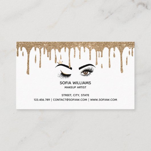 Drilling Gold Makeup artist Wink Eye Lashes Visitenkarte (Rückseite)