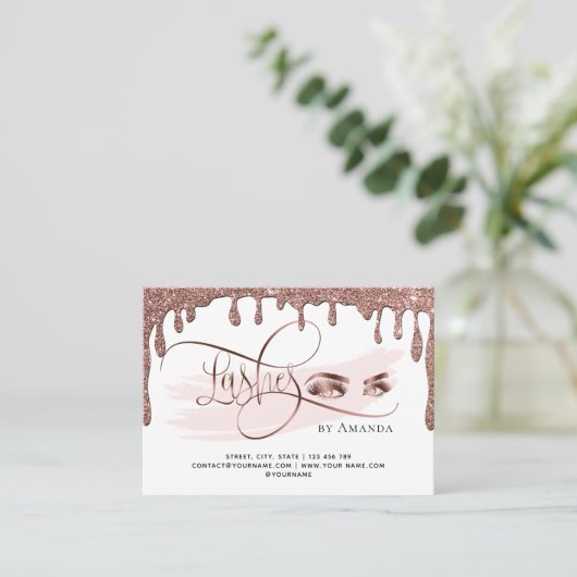 Drilling Gold Makeup Eyes Lashes Aftercare-Karte Empfehlungskarte (Stehend Vorderseite)