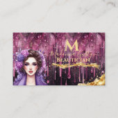 Drilling Magenta Gold Monogram Beauty Hair Stylist Visitenkarte (Vorderseite)