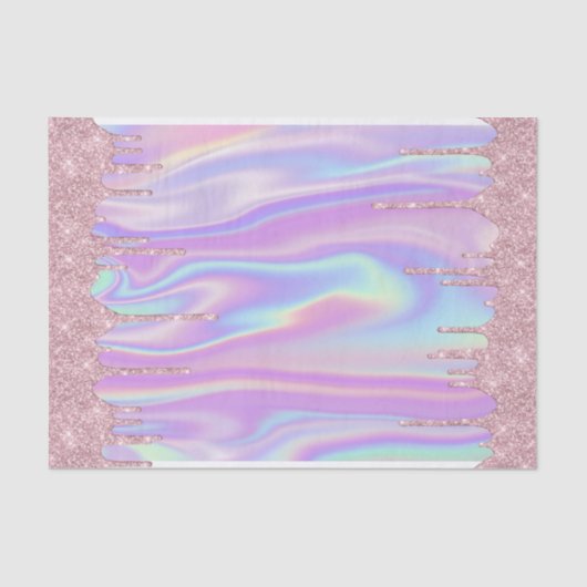 Drilling Metallic Rose Gold Glitzer & Iridescent Seidenpapier (Vorderseite)