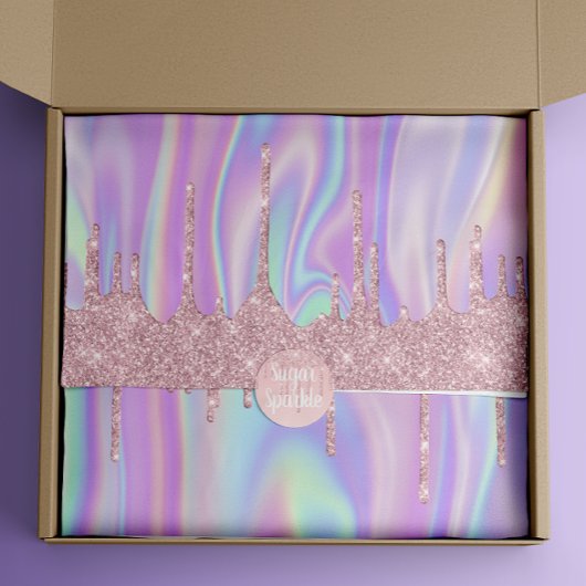 Drilling Metallic Rose Gold Glitzer & Iridescent Seidenpapier