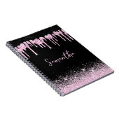 Drilling Pink Black Glitzer Glam Name Notebook Notizblock (Rechte Seite)