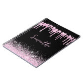 Drilling Pink Black Glitzer Glam Name Notebook Notizblock (Linke Seite)