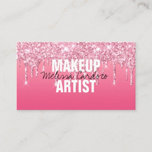 Drilling Pink Glitzer Fashion Business Card Visitenkarte (Vorderseite)