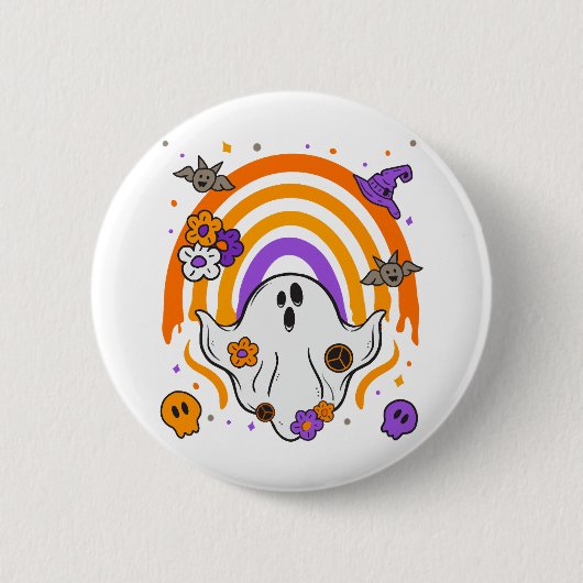 Drilling Rainbow Ghost Halloween Kostüme Männer Fr Button (Vorderseite)