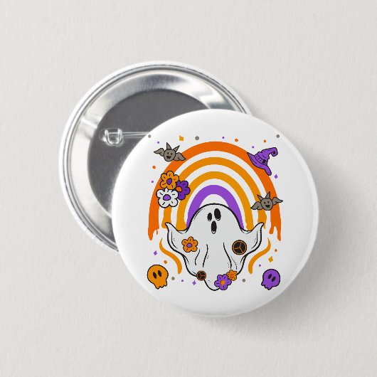 Drilling Rainbow Ghost Halloween Kostüme Männer Fr Button (Vorne & Hinten)