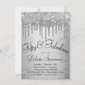 Drilling Silvery Glitzer | Platin Fabulous 50. Einladung (Vorderseite)