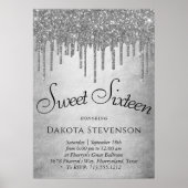 Drilling Silvery Glitzer | Platinum 16 . Geburtsta Poster (Vorne)