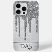 Drilling Silvery Glitzer | Platinum Glam Monogram Case-Mate iPhone Hülle (Rückseite)