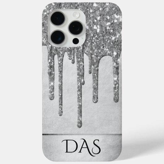 Drilling Silvery Glitzer | Platinum Glam Monogram Case-Mate iPhone Hülle (Rückseite)