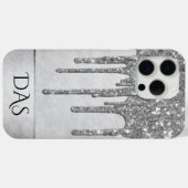 Drilling Silvery Glitzer | Platinum Glam Monogram Case-Mate iPhone Hülle (Rückseite (Horizontal))