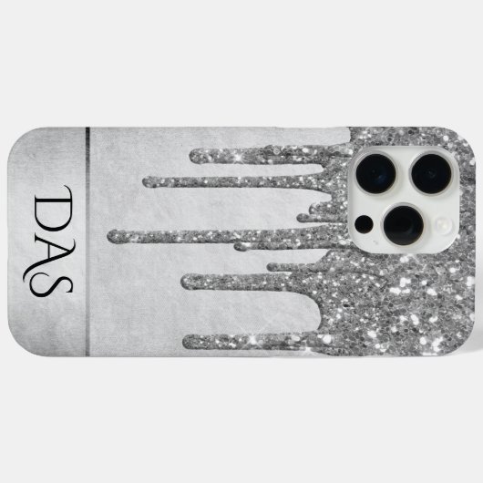 Drilling Silvery Glitzer | Platinum Glam Monogram Case-Mate iPhone Hülle (Rückseite (Horizontal))