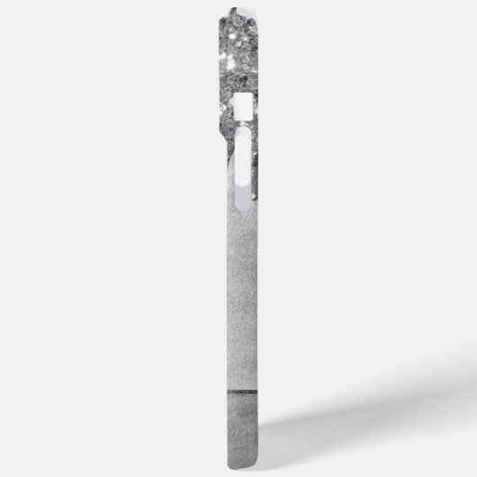 Drilling Silvery Glitzer | Platinum Glam Monogram Case-Mate iPhone Hülle (Rückseite / Links)