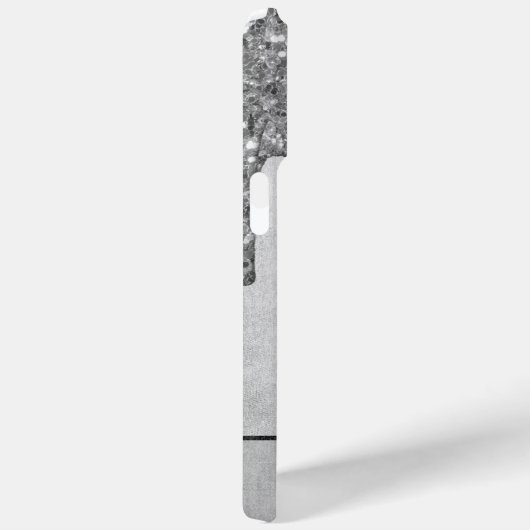 Drilling Silvery Glitzer | Platinum Glam Monogram Case-Mate iPhone Hülle (Rückseite / Rechts)