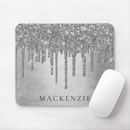 Drilling Silvery Glitzer | Platinum Glam Monogram Mousepad (Mit Mouse)