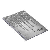 Drilling Silvery Glitzer | Platinum Glam Monogram Notizblock (Rechte Seite)