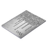 Drilling Silvery Glitzer | Platinum Glam Monogram Notizblock (Linke Seite)
