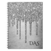 Drilling Silvery Glitzer | Platinum Glam Monogram Notizblock (Vorderseite)