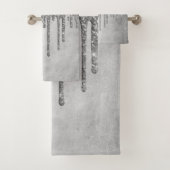 Drilling Silvery Glitzer | Platinum Imitats Metall Badhandtuch Set (Insitu)