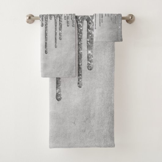 Drilling Silvery Glitzer | Platinum Imitats Metall Badhandtuch Set (Insitu)