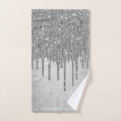 Drilling Silvery Glitzer | Platinum Imitats Metall Badhandtuch Set (Handtuch)