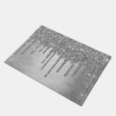 Drilling Silvery Glitzer | Platinum Imitats Metall Fußmatte (Schrägansicht)