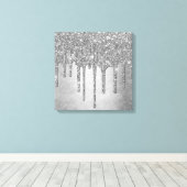 Drilling Silvery Glitzer | Platinum Imitats Metall Leinwanddruck (Insitu (Holzboden))