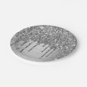 Drilling Silvery Glitzer | Platinum Imitats Metall Pappteller (Schrägansicht)