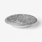 Drilling Silvery Glitzer | Platinum Imitats Metall Pappteller (Gewinkelt)