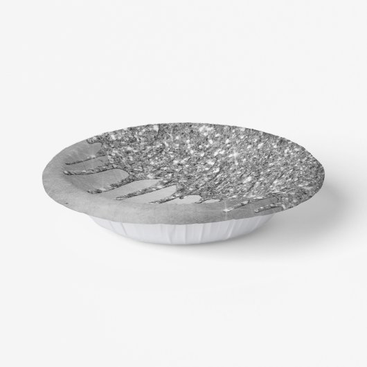 Drilling Silvery Glitzer | Platinum Imitats Metall Pappteller (Gewinkelt)