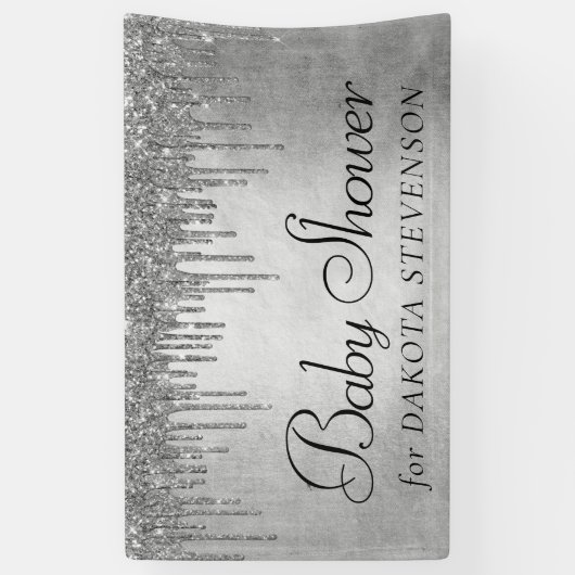 Drilling Silvery Glitzer | Platinum Sparkle Dusche Banner (Vertikal)