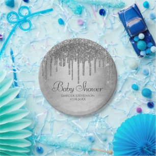 Drilling Silvery Glitzer   Platinum Sparkle Dusche Pappteller
