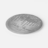 Drilling Silvery Glitzer | Platinum Sparkle Dusche Pappteller (Schrägansicht)