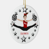 Drillteam-Brown-Haar rot und schwarz Keramik Ornament (Rechts)