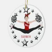 Drillteam-Brown-Haar rot und schwarz Keramik Ornament (Links)