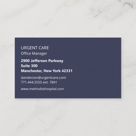 Dringlichkeit Visitenkarte (Rückseite)