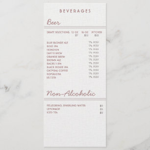 Drink 4,5" x 6,25" Flat Menu Card für Bier & Wein Menükarte
