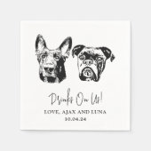 Drink auf uns Haustiere Handarbeit Zeichnend Hochz Serviette (Vorderseite)