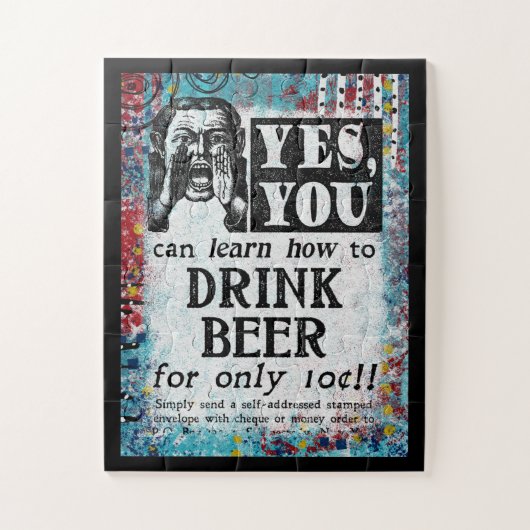 Drink Beer - Funny Vintage Ad Puzzle (Vertikal)
