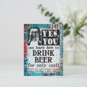 Drink Beer Postcard - Funny Vintage Ad Postkarte (Stehend Vorderseite)