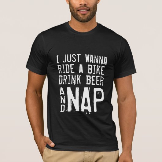 Drink Bier, Fahrrad und Nickerchen Funny Shirt Des (Vorderseite)