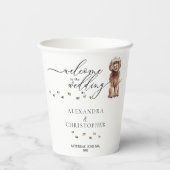 Drink Brown Cavapoo Dog Willkommen bei der Hochzei Pappbecher (Rückseite)