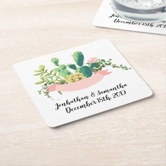 Drink Coasters Bohemisch Cactus succulents Dessert Rechteckiger Pappuntersetzer (angewinkelt)